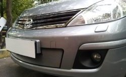 1 539 р. Сетка на бампер Russtal (хром) Nissan Tiida 1 седан C11 рестайлинг (2010-2014)  с доставкой в г. Нижний Новгород. Увеличить фотографию 2