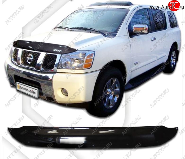 2 199 р. Дефлектор капота CA-Plastiс  Nissan titan (2003-2015) (Classic черный, Без надписи)  с доставкой в г. Нижний Новгород