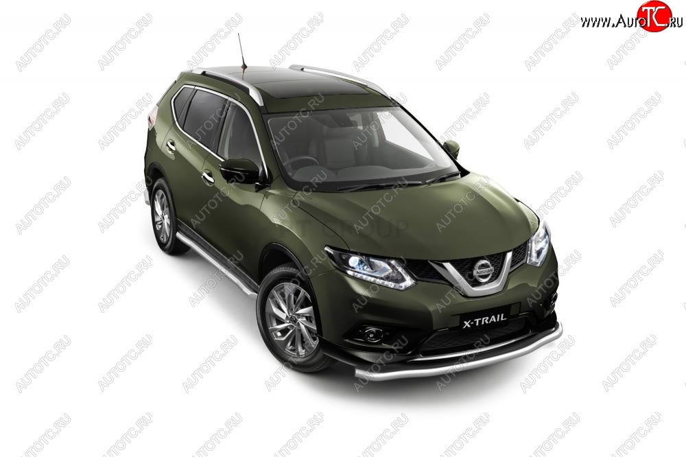 25 699 р. Защита порогов вогнутая из трубы Ø63 Petroil Tuning Nissan X-trail 3 T32 дорестайлинг (2013-2018) (Нержавеющая полированная сталь)  с доставкой в г. Нижний Новгород