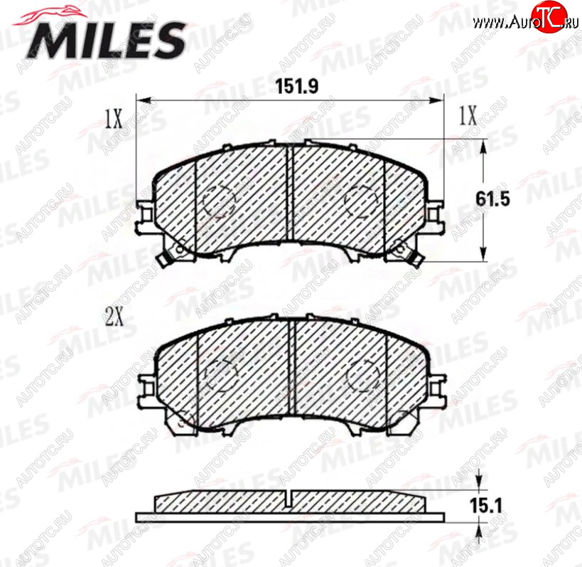 1 699 р. Комплект передних тормозных колодок (керамика) MILES Nissan X-trail 3 T32 рестайлинг (2017-2022)  с доставкой в г. Нижний Новгород