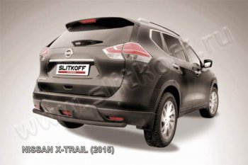 7 599 р. Защита задняя Slitkoff  Nissan X-trail  3 T32 (2017-2022) рестайлинг (Цвет: серебристый)  с доставкой в г. Нижний Новгород. Увеличить фотографию 1