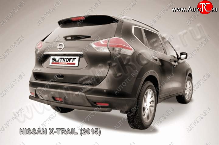 6 599 р. Защита задняя Slitkoff Nissan X-trail 3 T32 рестайлинг (2017-2022) (Цвет: серебристый)  с доставкой в г. Нижний Новгород