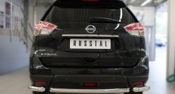 Одинарная защита заднего бампера из трёх труб диаметром 63 мм Russtal Nissan X-trail 3 T32 рестайлинг (2017-2022)