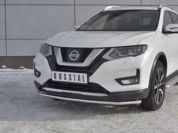 11 999 р. Защита переднего бампера (Ø42 мм, нержавейка) SLITKOFF Nissan X-trail 3 T32 дорестайлинг (2013-2018)  с доставкой в г. Нижний Новгород. Увеличить фотографию 4