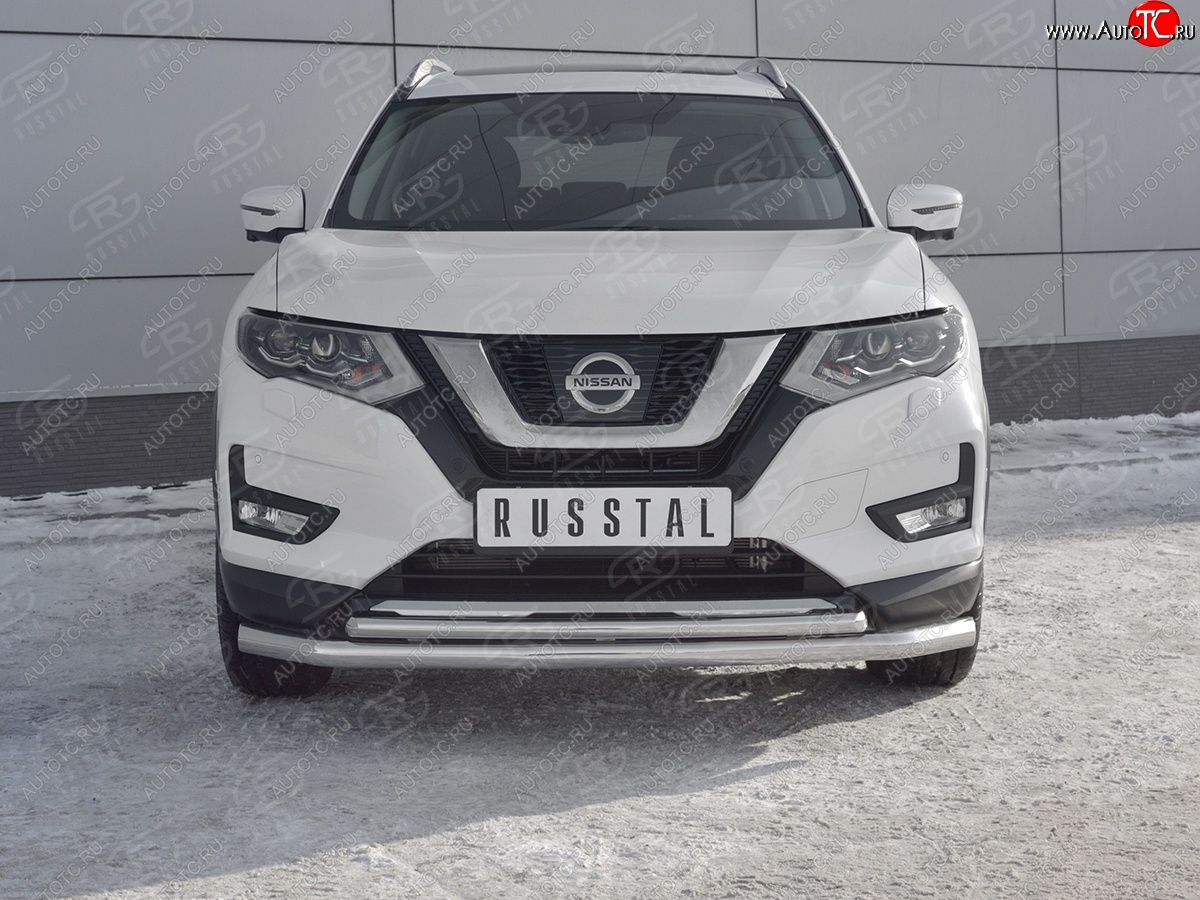 17 949 р. Защита переднего бампера (Ø63 и 42 мм)  Nissan X-trail  3 T32 (2013-2018) дорестайлинг  с доставкой в г. Нижний Новгород