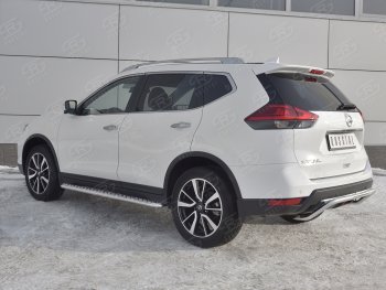 12 349 р. Защита заднего бампера (Ø42 мм волна, нержавейка) SLITKOFF  Nissan X-trail  3 T32 (2017-2022) рестайлинг  с доставкой в г. Нижний Новгород. Увеличить фотографию 2