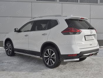 13 199 р. Защита заднего бампера (Ø63 мм уголки, нержавейка) SLITKOFF Nissan X-trail 3 T32 рестайлинг (2017-2022)  с доставкой в г. Нижний Новгород. Увеличить фотографию 2