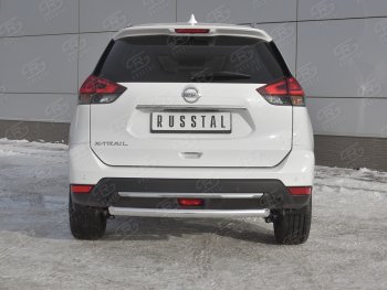 Защита заднего бампера (Ø63 мм, нержавейка) Russtal Nissan (Нисан) X-trail (Х-трейл)  3 T32 (2017-2022) 3 T32 рестайлинг