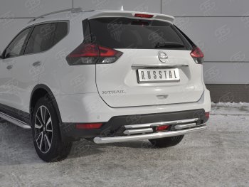 20 899 р. Защита заднего бампера (Ø63 и 42 мм , нержавейка) RUSSTAL Nissan X-trail 3 T32 рестайлинг (2017-2022)  с доставкой в г. Нижний Новгород. Увеличить фотографию 4