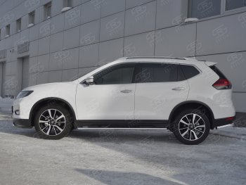 15 299 р. Защита порогов (Ø75x42 мм с проступью) Russtal Nissan X-trail 3 T32 рестайлинг (2017-2022)  с доставкой в г. Нижний Новгород. Увеличить фотографию 2