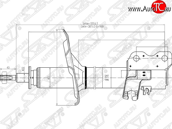 3 799 р. Правый амортизатор передний SAT  Nissan X-trail  1 T30 (2000-2003) дорестайлинг  с доставкой в г. Нижний Новгород