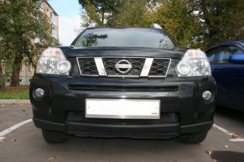 2 799 р. Защитная сетка решетки переднего бампера Arbori Nissan X-trail 2 T31 дорестайлинг (2007-2011) (Чёрная, 15 мм)  с доставкой в г. Нижний Новгород. Увеличить фотографию 2