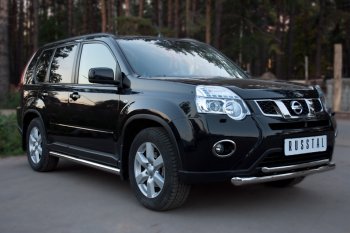 16 899 р. Защита переднего бампера (2 трубы Ø63 и 42 мм, нержавейка) SLITKOFF  Nissan X-trail  2 T31 (2010-2015) рестайлинг  с доставкой в г. Нижний Новгород. Увеличить фотографию 2