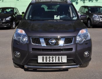 Защита переднего бампера (Ø63 мм короткая, нержавейка) SLITKOFF Nissan (Нисан) X-trail (Х-трейл)  2 T31 (2010-2015) 2 T31 рестайлинг