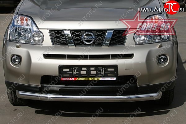 1 052 р. Защита переднего бампера одинарная Souz-96 (d76) Nissan X-trail 2 T31 дорестайлинг (2007-2011)  с доставкой в г. Нижний Новгород