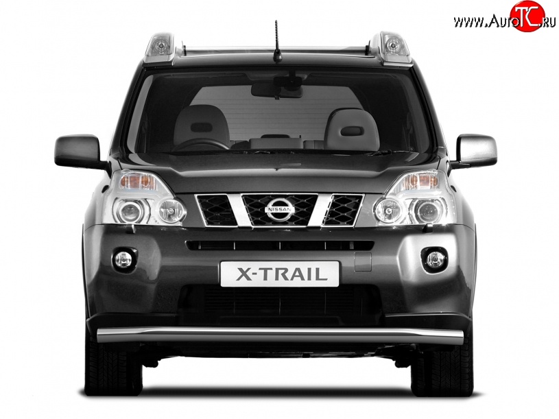 6 399 р. Одинарная защита переднего бампера диаметром 63 мм Petroil Tuning Nissan X-trail 2 T31 дорестайлинг (2007-2011)  с доставкой в г. Нижний Новгород