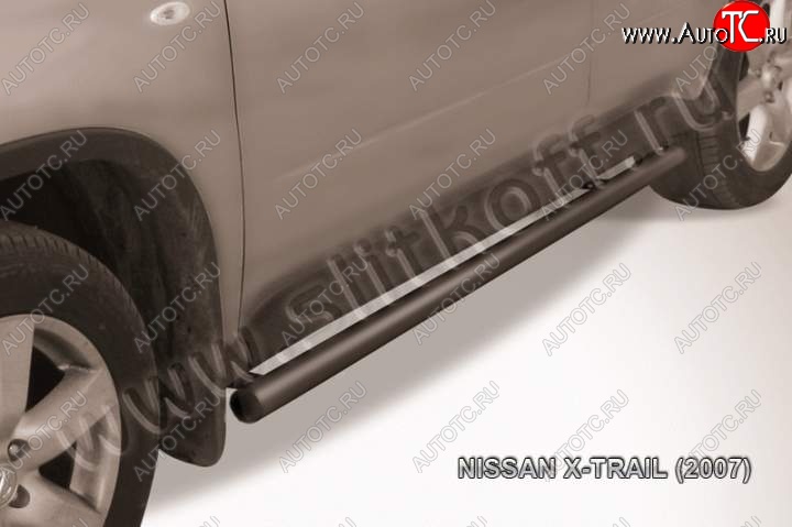 8 699 р. Защита порогов Slitkoff Nissan X-trail 2 T31 дорестайлинг (2007-2011) (Цвет: серебристый)  с доставкой в г. Нижний Новгород