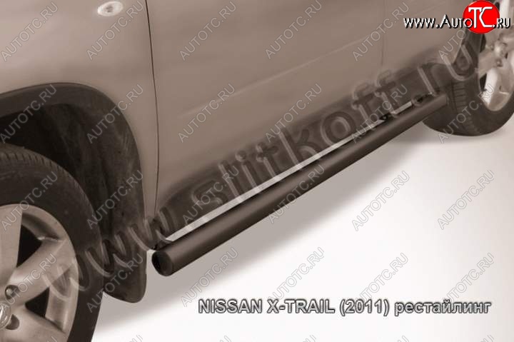 9 199 р. Защита порогов Slitkoff  Nissan X-trail  2 T31 (2007-2011) дорестайлинг (Цвет: серебристый)  с доставкой в г. Нижний Новгород