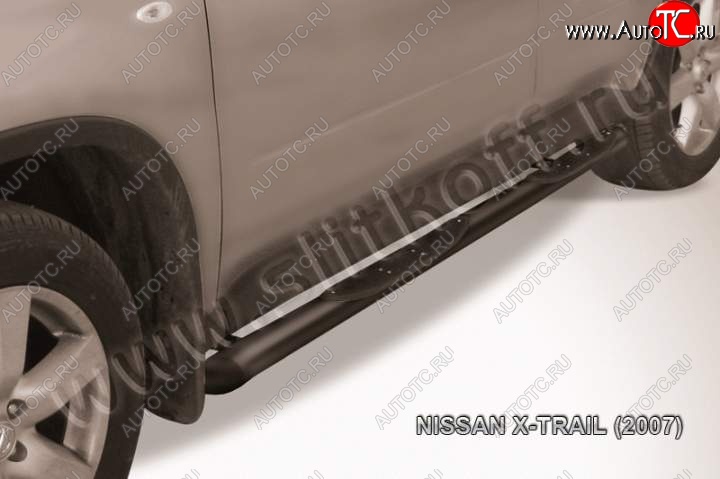 10 849 р. Пороги d76 с проступями со скосами Nissan X-trail 2 T31 дорестайлинг (2007-2011) (Цвет: серебристый)  с доставкой в г. Нижний Новгород