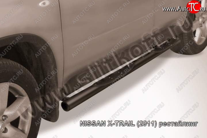 15 799 р. Защита порогов Slitkoff Nissan X-trail 2 T31 дорестайлинг (2007-2011) (Цвет: серебристый)  с доставкой в г. Нижний Новгород