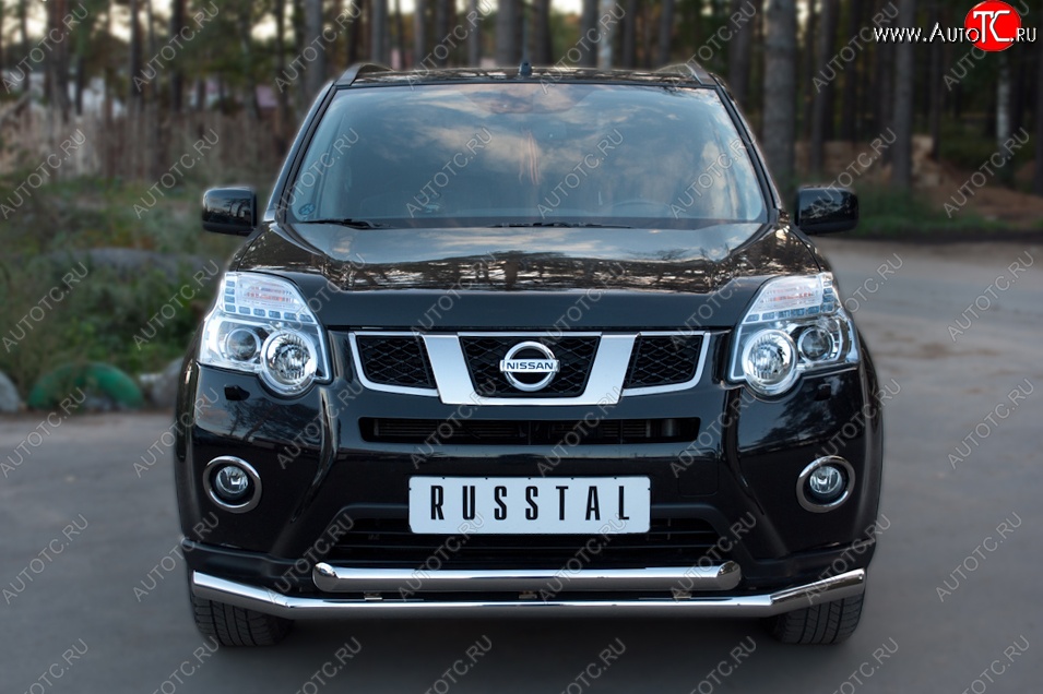 15 499 р. Защита переднего бампера (2 трубыØ63 мм, нержавейка) SLITKOFF  Nissan X-trail  2 T31 (2010-2015) рестайлинг  с доставкой в г. Нижний Новгород