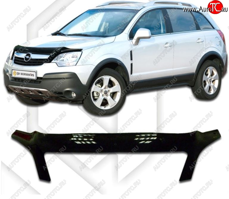 2 699 р. Дефлектор капота CA-Plastiс  Opel Antara (2006-2015) рестайлинг (Classic черный, Без надписи)  с доставкой в г. Нижний Новгород