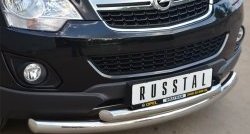 17 949 р. Защита переднего бампера (2 трубыØ76 и 63 мм, нержавейка) SLITKOFF Opel Antara рестайлинг (2010-2015)  с доставкой в г. Нижний Новгород. Увеличить фотографию 2