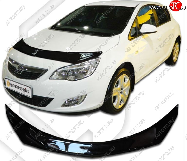 2 489 р. Дефлектор капота CA-Plastiс  Opel Astra  J (2012-2017) хэтчбек 5 дв.  рестайлинг (Classic черный, Без надписи)  с доставкой в г. Нижний Новгород