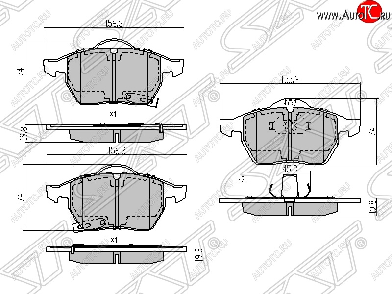 1 029 р. Колодки тормозные SAT (передние) Opel Astra G седан (1998-2005)  с доставкой в г. Нижний Новгород