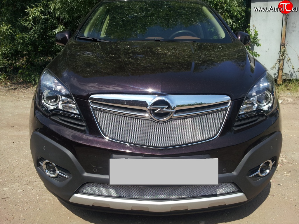 1 539 р. Сетка в решетку радиатора Russtal  Opel Mokka (2012-2016)  дорестайлинг (хром)  с доставкой в г. Нижний Новгород