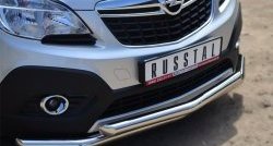 15 849 р. Защита переднего бампера (2 трубыØ63 мм, нержавейка) SLITKOFF  Opel Mokka (2012-2016)  дорестайлинг  с доставкой в г. Нижний Новгород. Увеличить фотографию 2