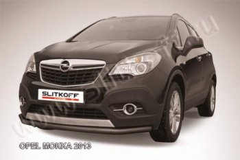 8 599 р. защита переднего бампера Slitkoff  Opel Mokka (2012-2016)  дорестайлинг (Цвет: серебристый)  с доставкой в г. Нижний Новгород. Увеличить фотографию 1