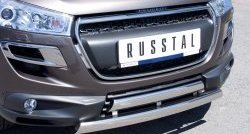 22 299 р. Защита переднего бампера (2 трубыØ75х42 мм, нержавейка) Russtal Peugeot 4008 (2012-2017)  с доставкой в г. Нижний Новгород. Увеличить фотографию 2