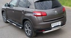 12 799 р. Защита заднего бампера (Ø76 и 42 мм, нержавейка) SLITKOFF  Peugeot 4008 (2012-2017) (с короткой верхней трубой)  с доставкой в г. Нижний Новгород. Увеличить фотографию 4