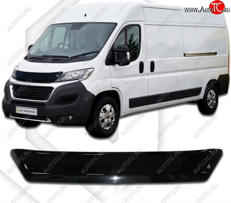 2 079 р. Дефлектор капота CA-Plastiс  Peugeot Boxer  290 (2014-2025) (Classic черный, Без надписи)  с доставкой в г. Нижний Новгород