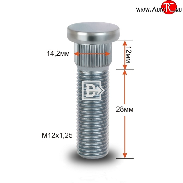 188 р. Забивная шпилька 28 мм ступицы Вектор M12x1.25x28 Lifan Breez (2006-2012)