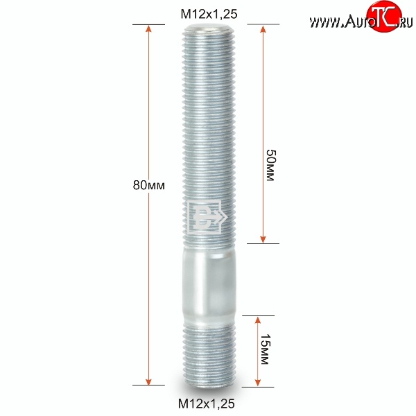 129 р. Резьбовая шпилька 80 мм ступицы Вектор M12 1.25 80 ГАЗ 3110 Волга (1997-2005)