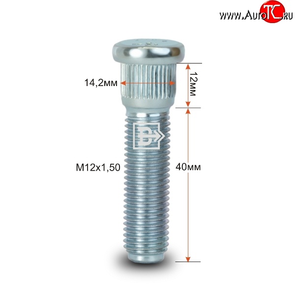 179 р. Забивная шпилька 40 мм ступицы Вектор M12x1.5x40 BYD F3 седан (2015-2018)