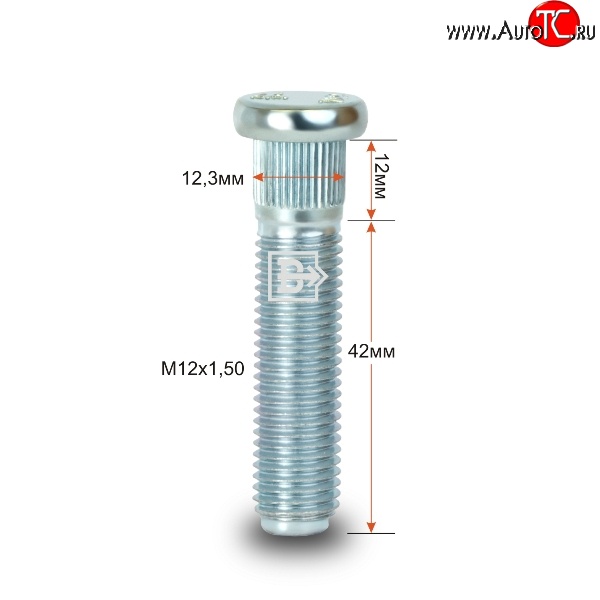 179 р. Забивная шпилька 42 мм ступицы Вектор M12x1.5x42 BYD F0 (2007-2013)