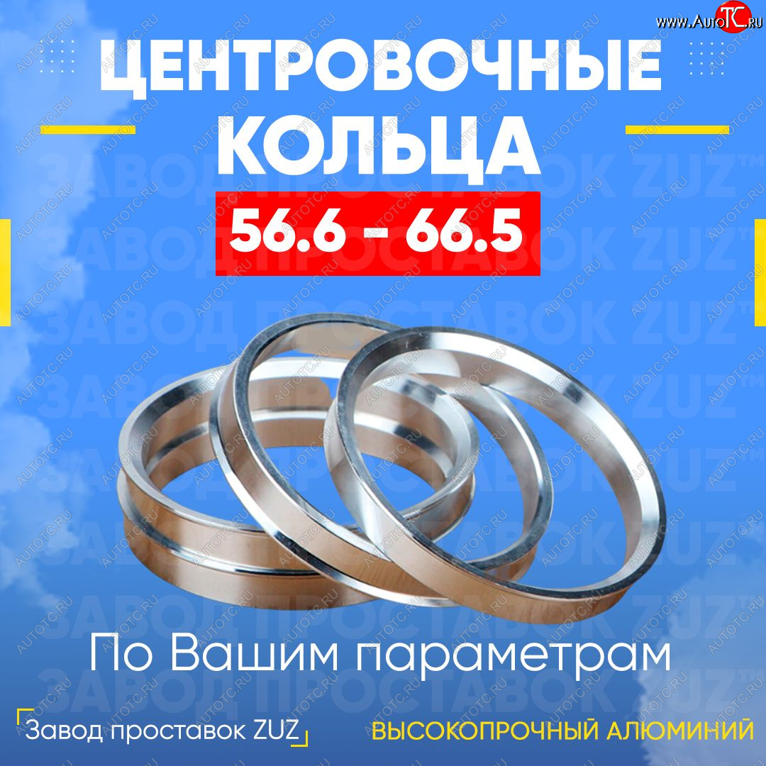 1 799 р. Алюминиевое центровочное кольцо (4 шт) ЗУЗ 56.6 x 66.5    с доставкой в г. Нижний Новгород