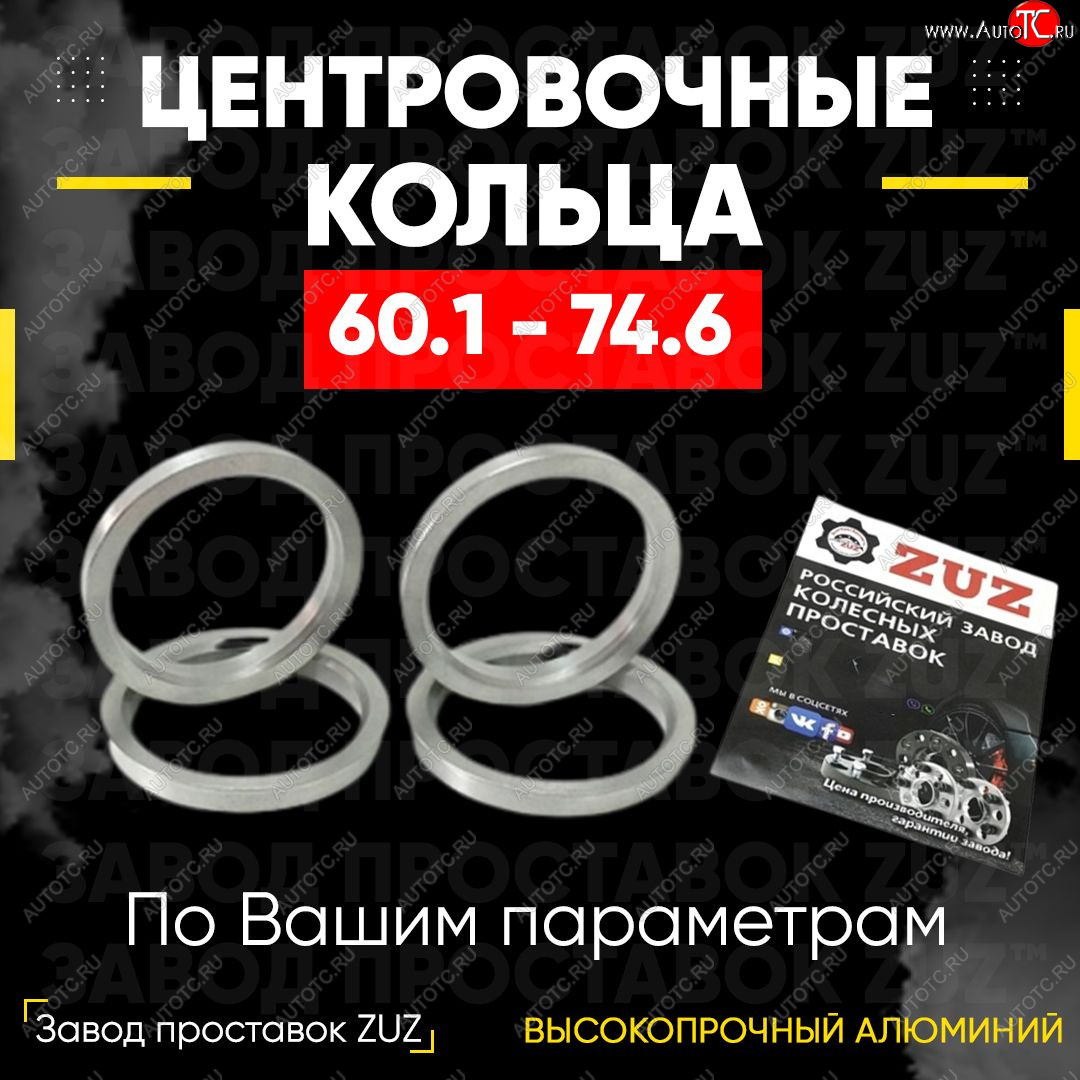 1 799 р. Алюминиевое центровочное кольцо (4 шт) ЗУЗ 60.1 x 74.6    с доставкой в г. Нижний Новгород