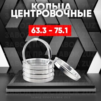 Алюминиевое центровочное кольцо (4 шт) ЗУЗ 63.3 x 75.1 Ford Focus 1 седан дорестайлинг (1998-2002) 