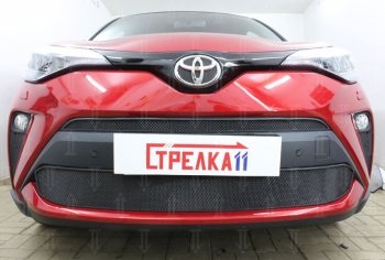 Защитная сетка в бампер (верх, ячейка 4х10 мм) Стрелка11 Премиум Toyota C-HR NGX10, ZGX10 рестайлинг (2019-2024)  (Чёрная)