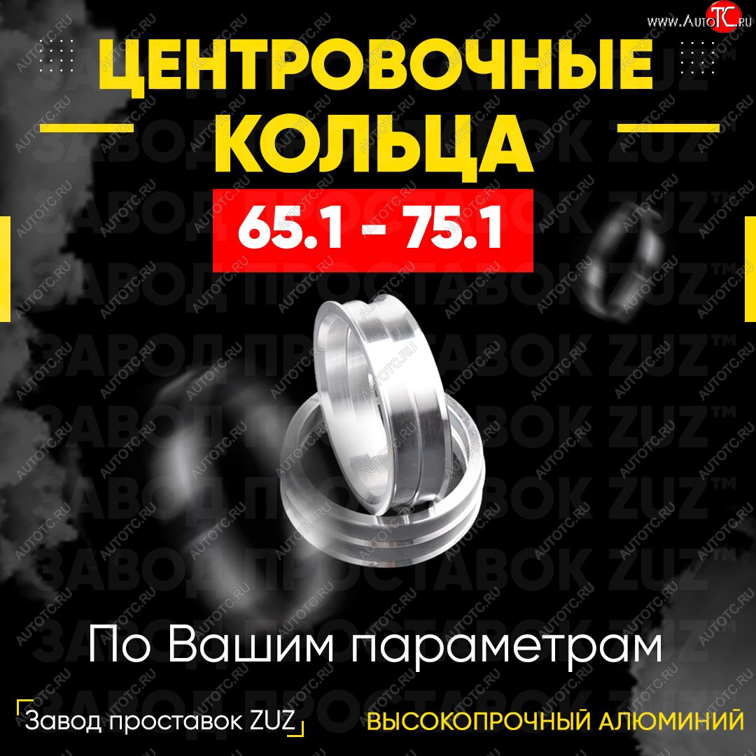 1 199 р. Алюминиевое центровочное кольцо (4 шт) ЗУЗ 65.1 x 75.1 Lifan Breez (2006-2012)