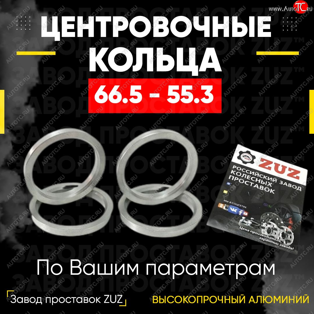 1 799 р. Алюминиевое центровочное кольцо (4 шт) ЗУЗ 55.3 x 66.5    с доставкой в г. Нижний Новгород