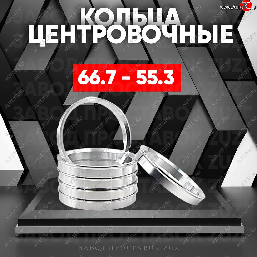 1 799 р. Алюминиевое центровочное кольцо (4 шт) ЗУЗ 55.3 x 66.7    с доставкой в г. Нижний Новгород