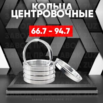 Алюминиевое центровочное кольцо (4 шт) ЗУЗ 66.7 x 94.7 BMW (БМВ) i3  I01 (2013-2017), Daihatsu (Дайхатсу) Be-Go (Би-Го)  J200 (2006-2016),  Terios (Териос) ( J100,  J102,J122,  J200,  F800) (1997-2023)