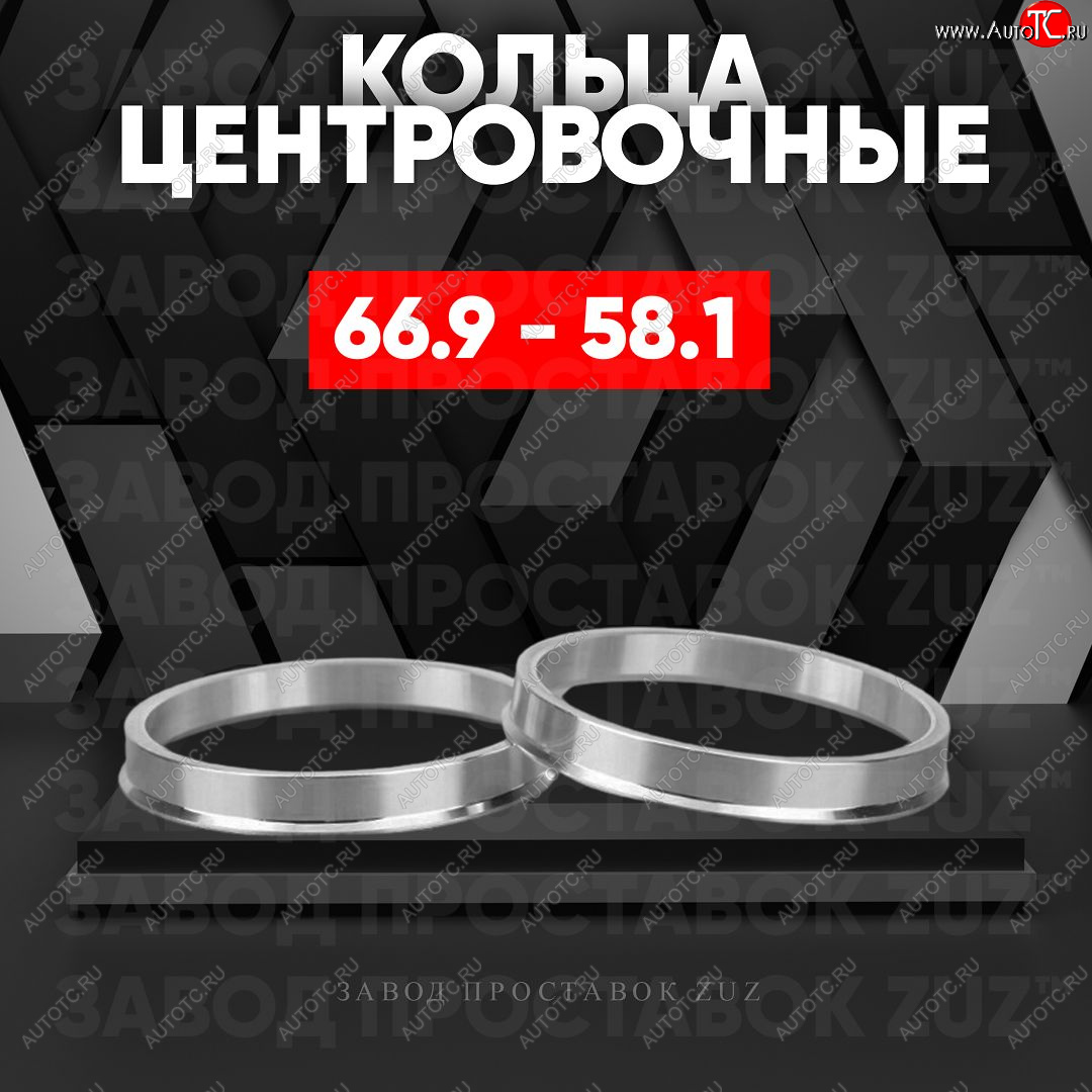 1 199 р. Алюминиевое центровочное кольцо (4 шт) ЗУЗ 58.1 x 66.9 ГАЗ 3110 Волга (1997-2005)