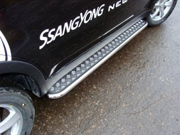 Пороги с площадкой 42,4 мм ТСС Тюнинг SSANGYONG Actyon рестайлинг (2013-2021)  (серые)