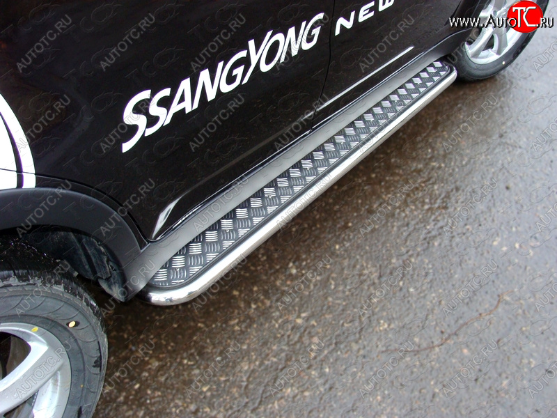 28 099 р. Пороги с площадкой 42,4 мм ТСС Тюнинг SSANGYONG Actyon рестайлинг (2013-2021) (серые)  с доставкой в г. Нижний Новгород